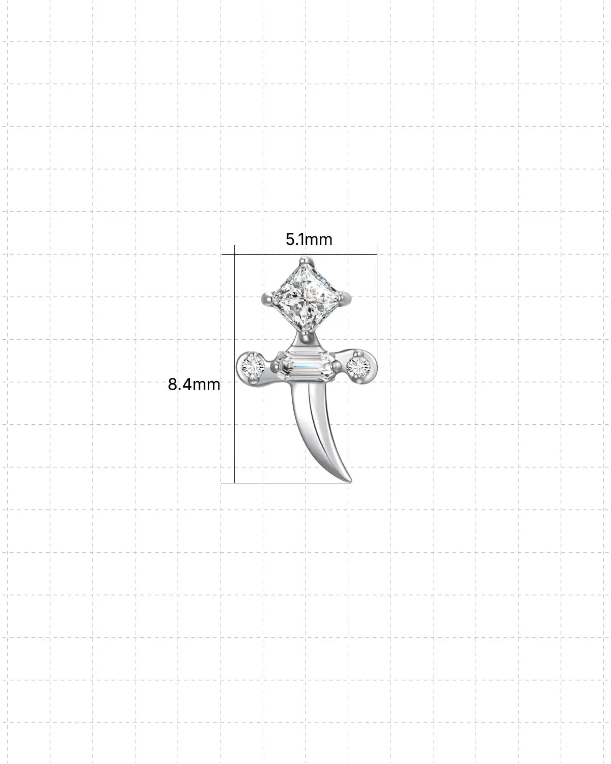 CRYSTAL DAGGER FLATBACK STUD
