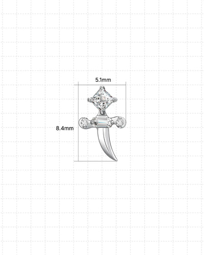 CRYSTAL DAGGER FLATBACK STUD