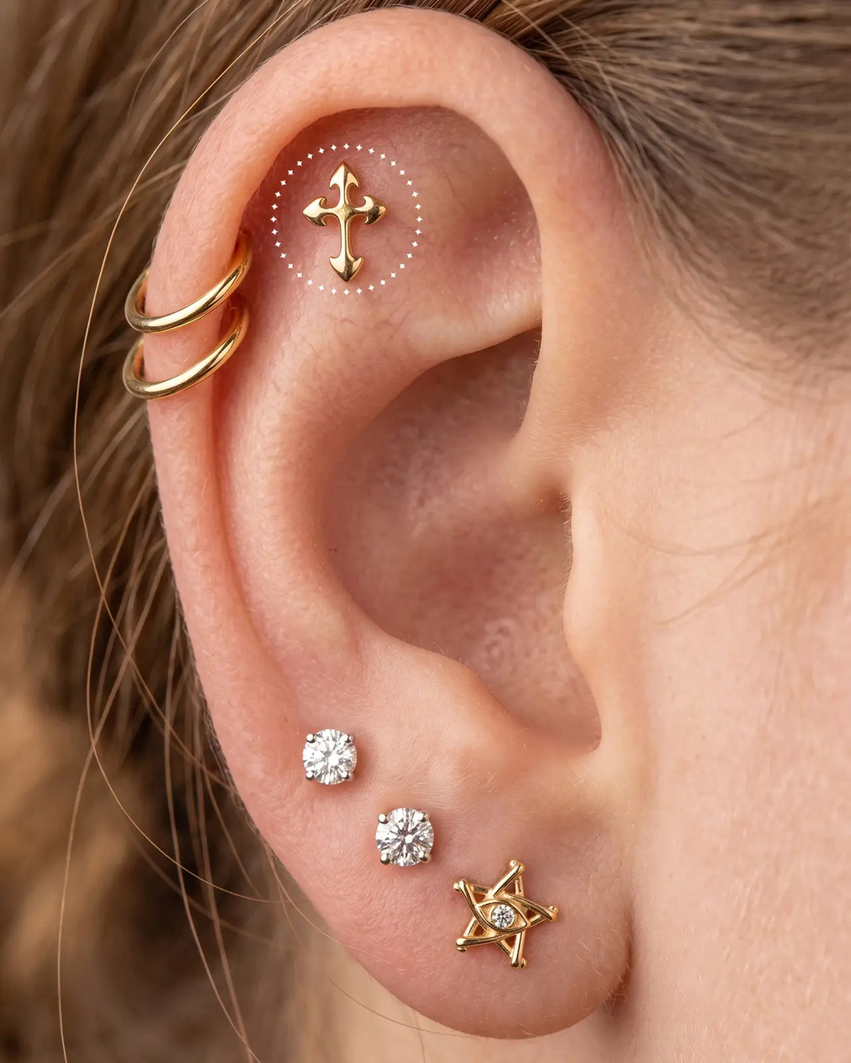 GOTHIC CROSS FLATBACK STUD