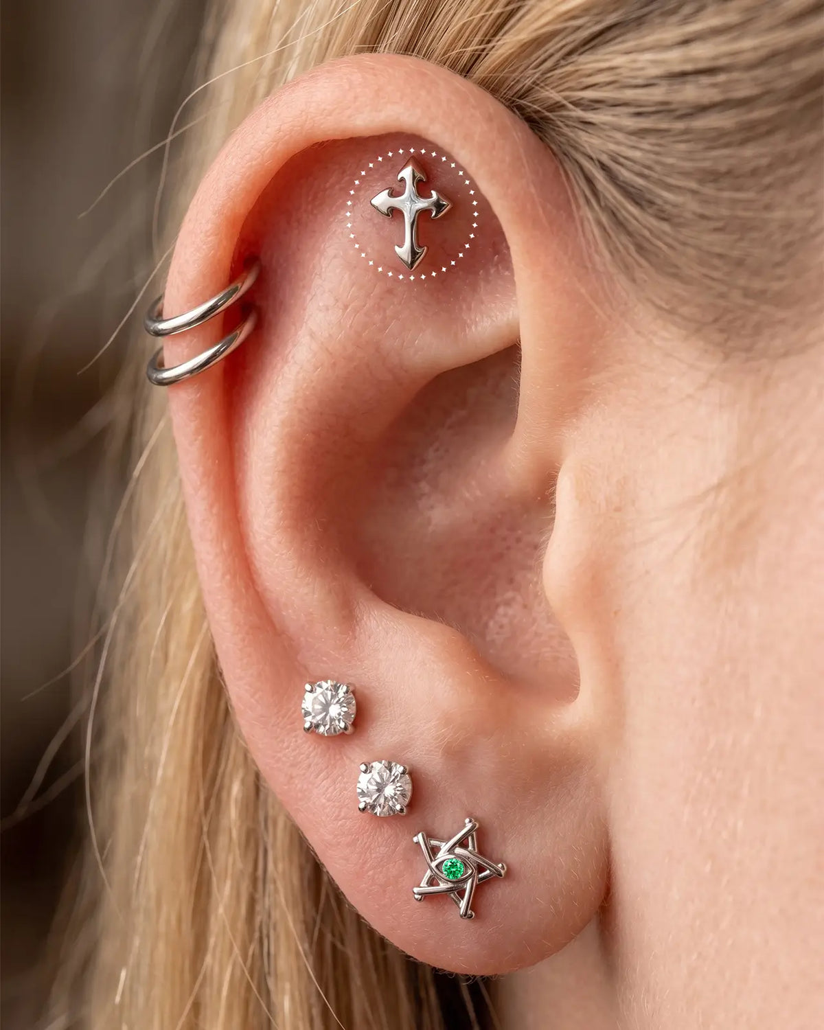 GOTHIC CROSS FLATBACK STUD