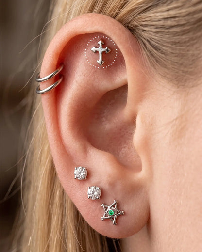 GOTHIC CROSS FLATBACK STUD