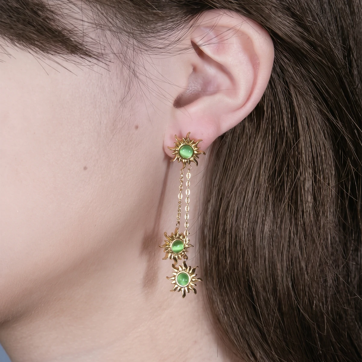 Solstice Green Sun Drop Earrings