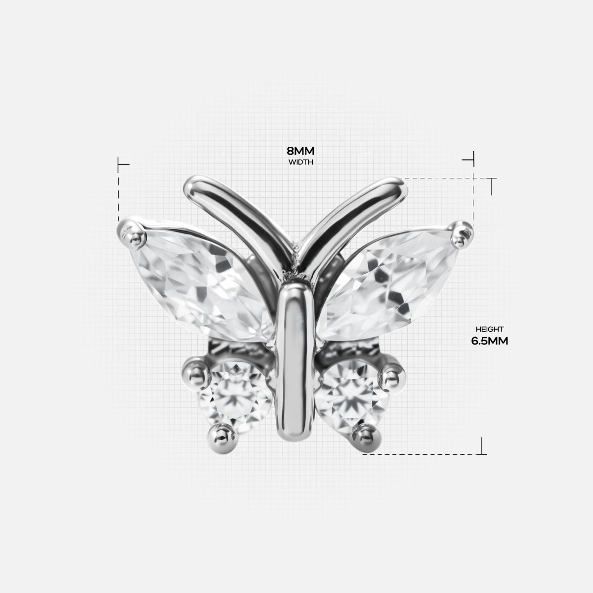 WHIMSICAL BUTTERFLY FLAT BACK STUD