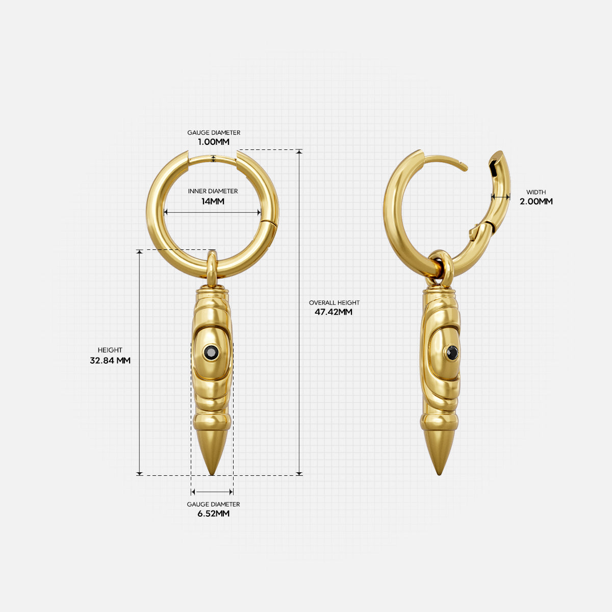 LAMINAR AXIS DROP HOOP EARRINGS