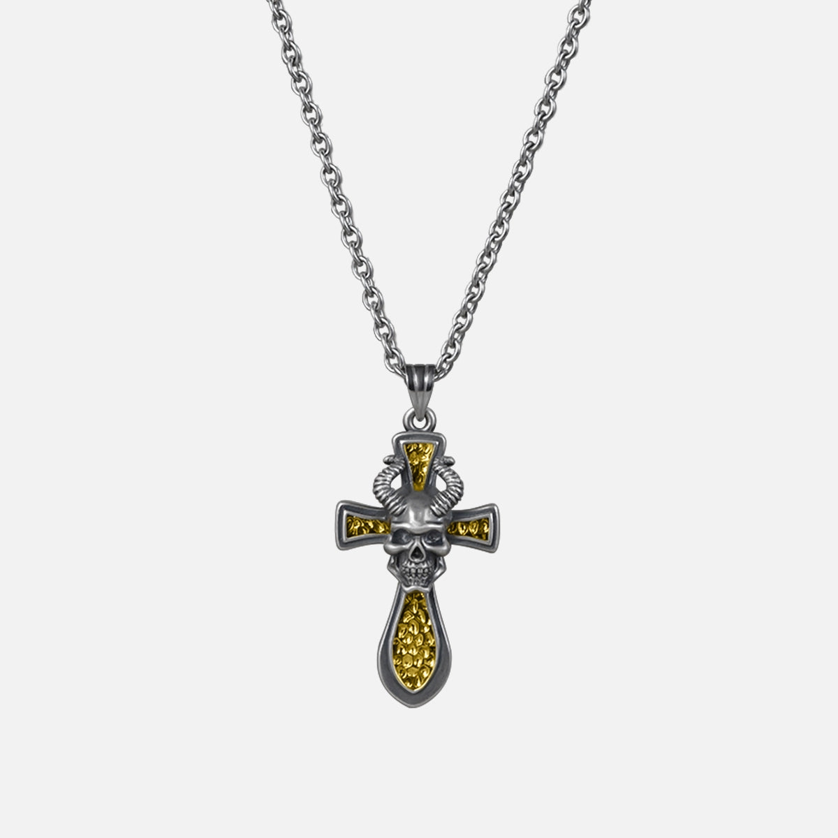 REBELLIOUS SKULL CROSS NECKLACE