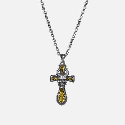 REBELLIOUS SKULL CROSS NECKLACE