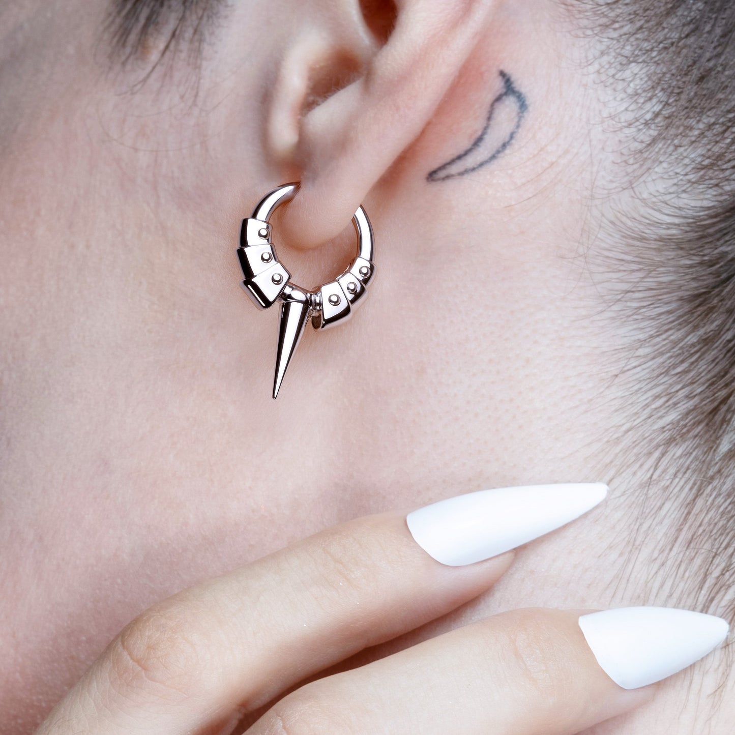 INTERLOCK SPIKE HOOP EARRINGS