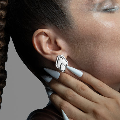 SHIELD PLATE STUD EARRINGS