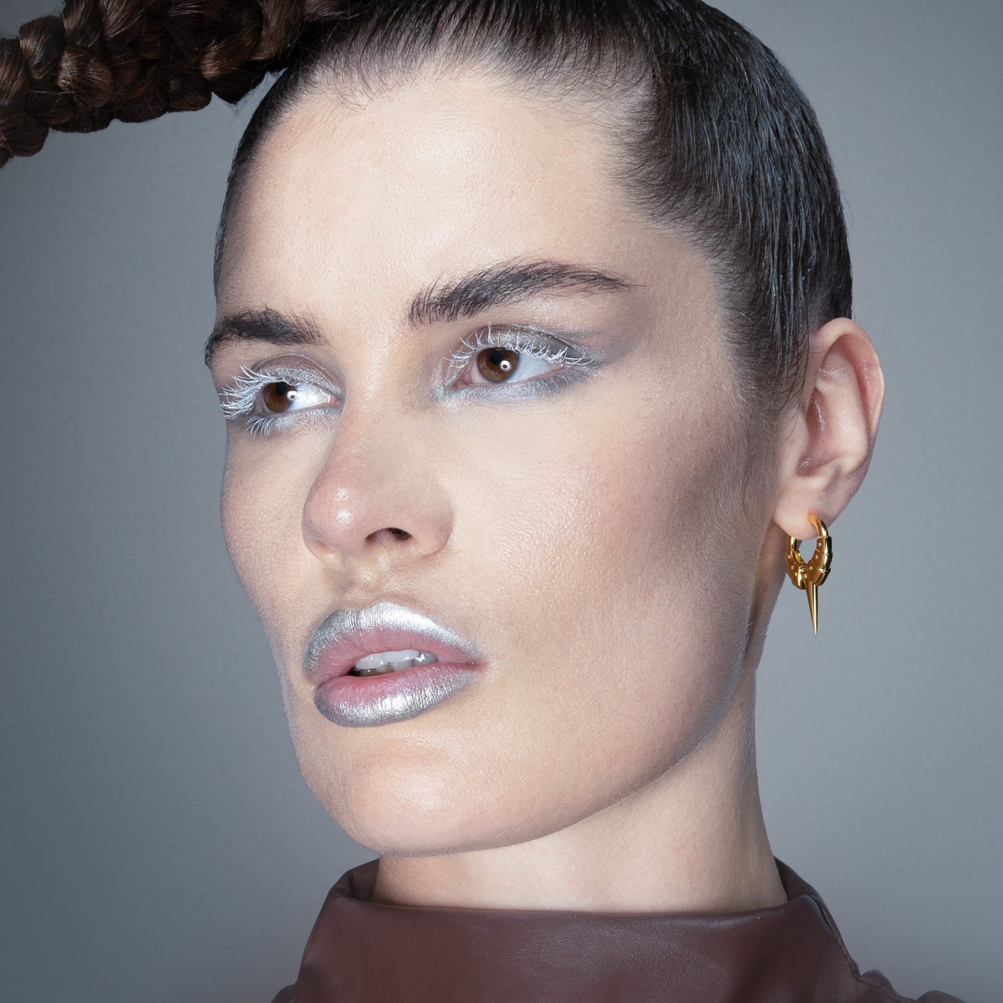 INTERLOCK SPIKE HOOP EARRINGS
