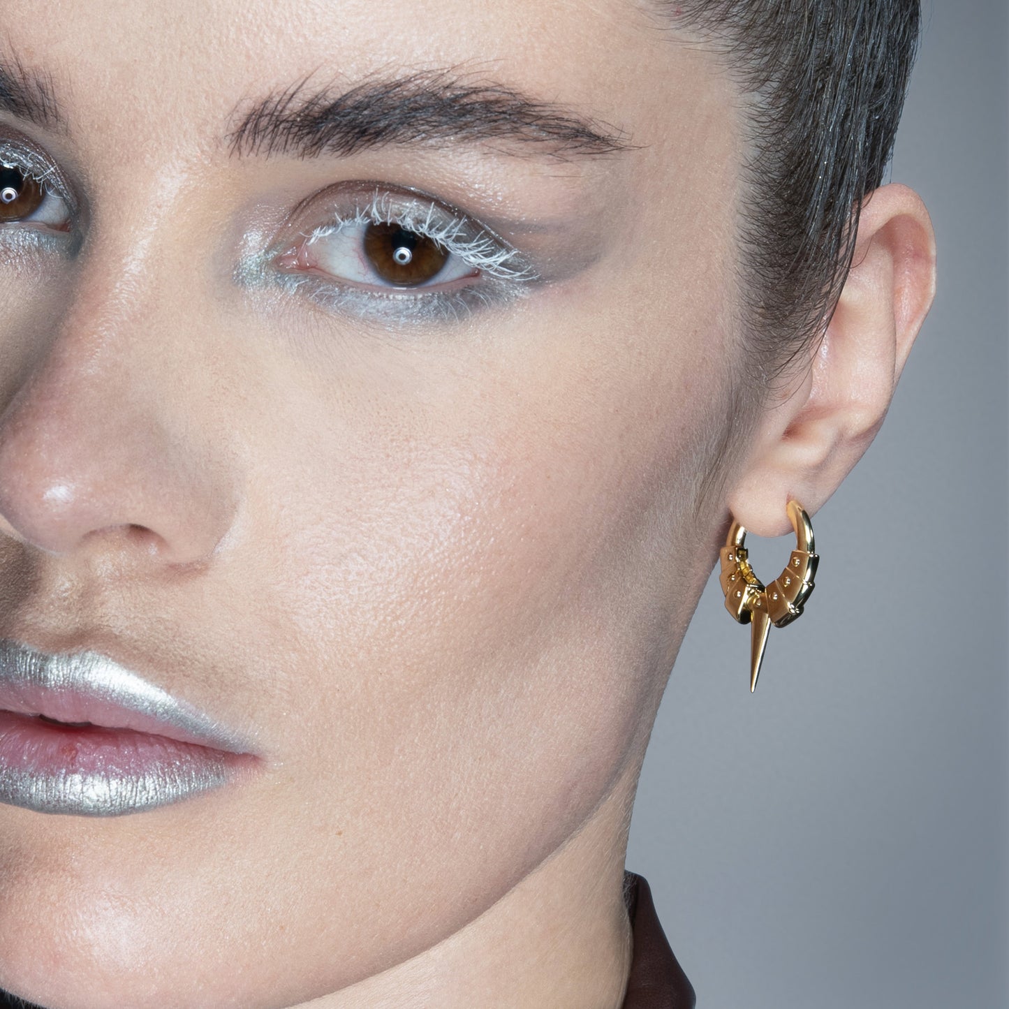 INTERLOCK SPIKE HOOP EARRINGS
