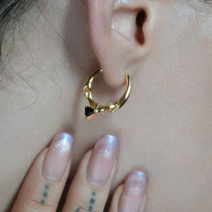 CREST STONE HOOP EARRINGS