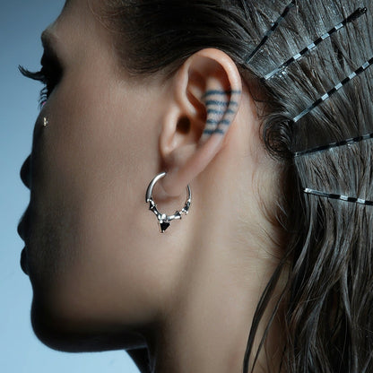 CREST STONE HOOP EARRINGS
