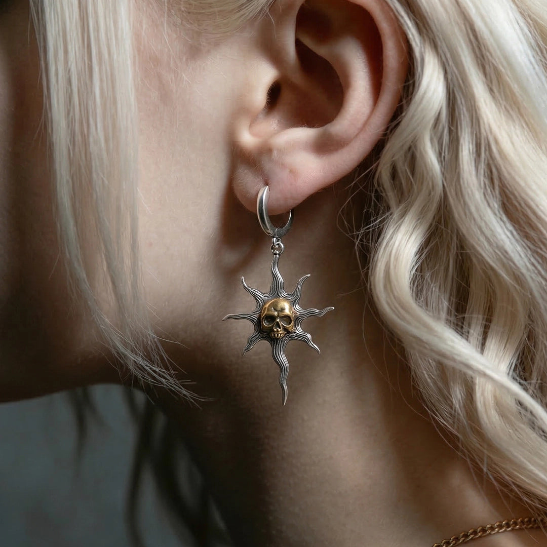 SOLAR FLAME SKULL EARRINGS