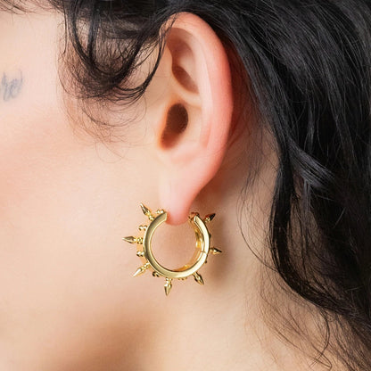 CROWN SPIRE HOOPS EARRINGS