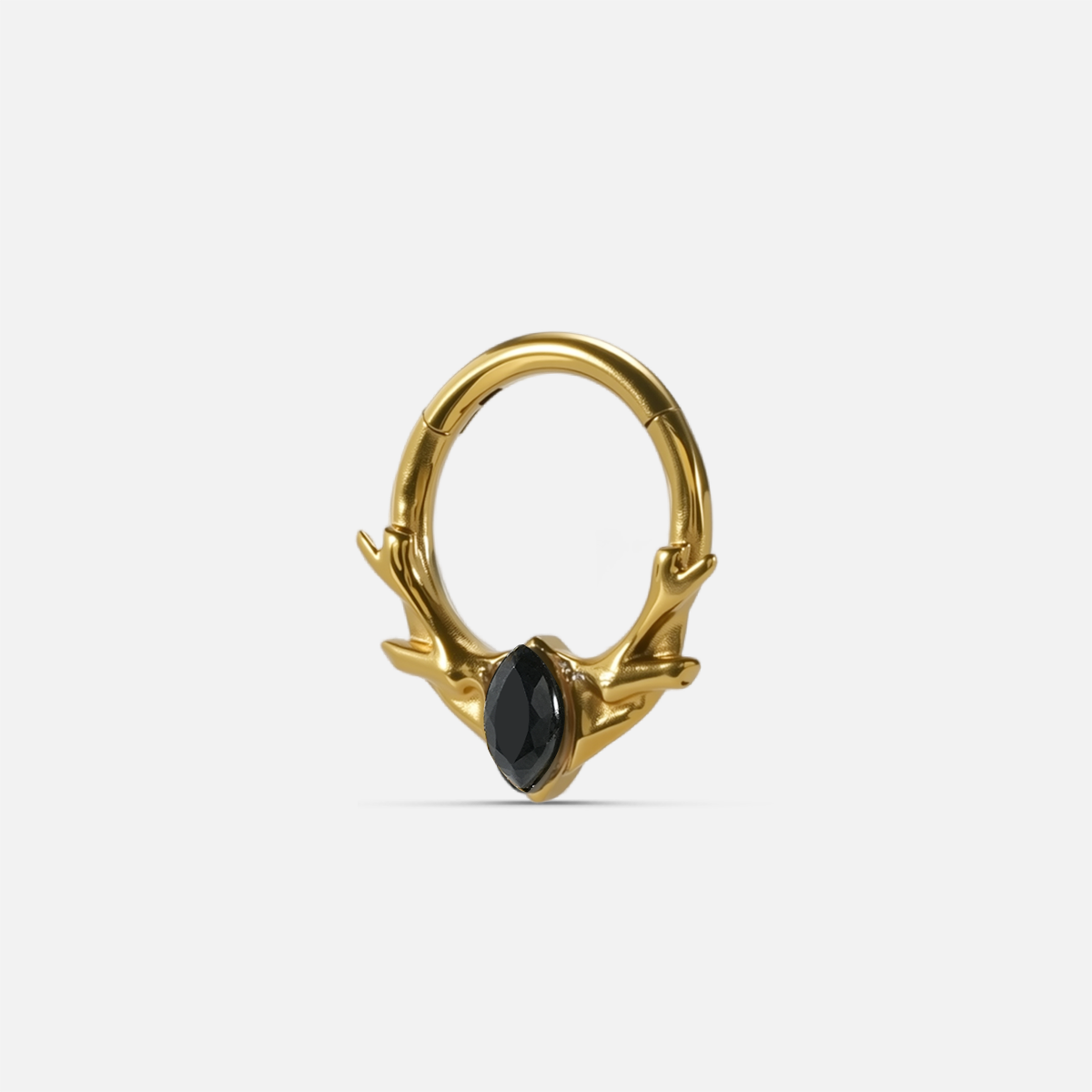Gold Antler Mark Clicker with black obsidian stone and 18K gold PVD titanium finish