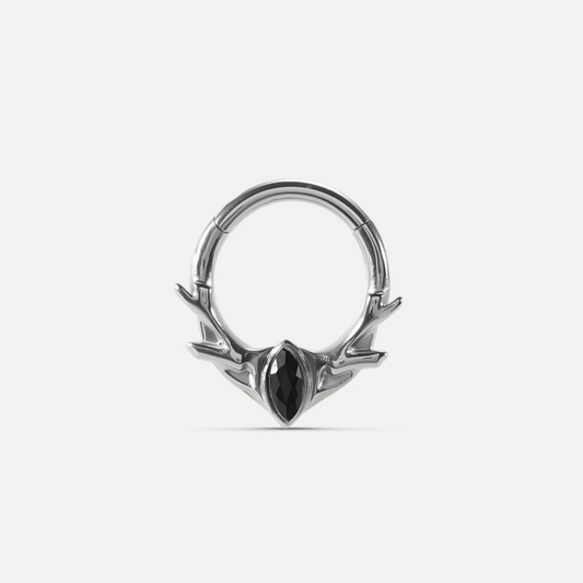 ANTLER MARK CLICKER  (SILVER-OBSIDIAN)
