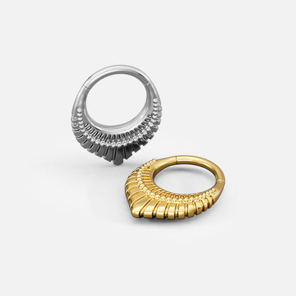 Silver- and gold-tone Artisan Inspired Clickers shown from multiple angles to display the layered decorative details.