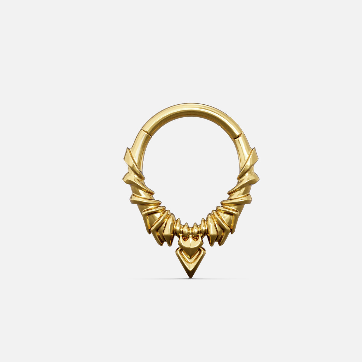 Gold-tone Bat Wing Clicker with sculpted wing details and a pointed geometric accent.
