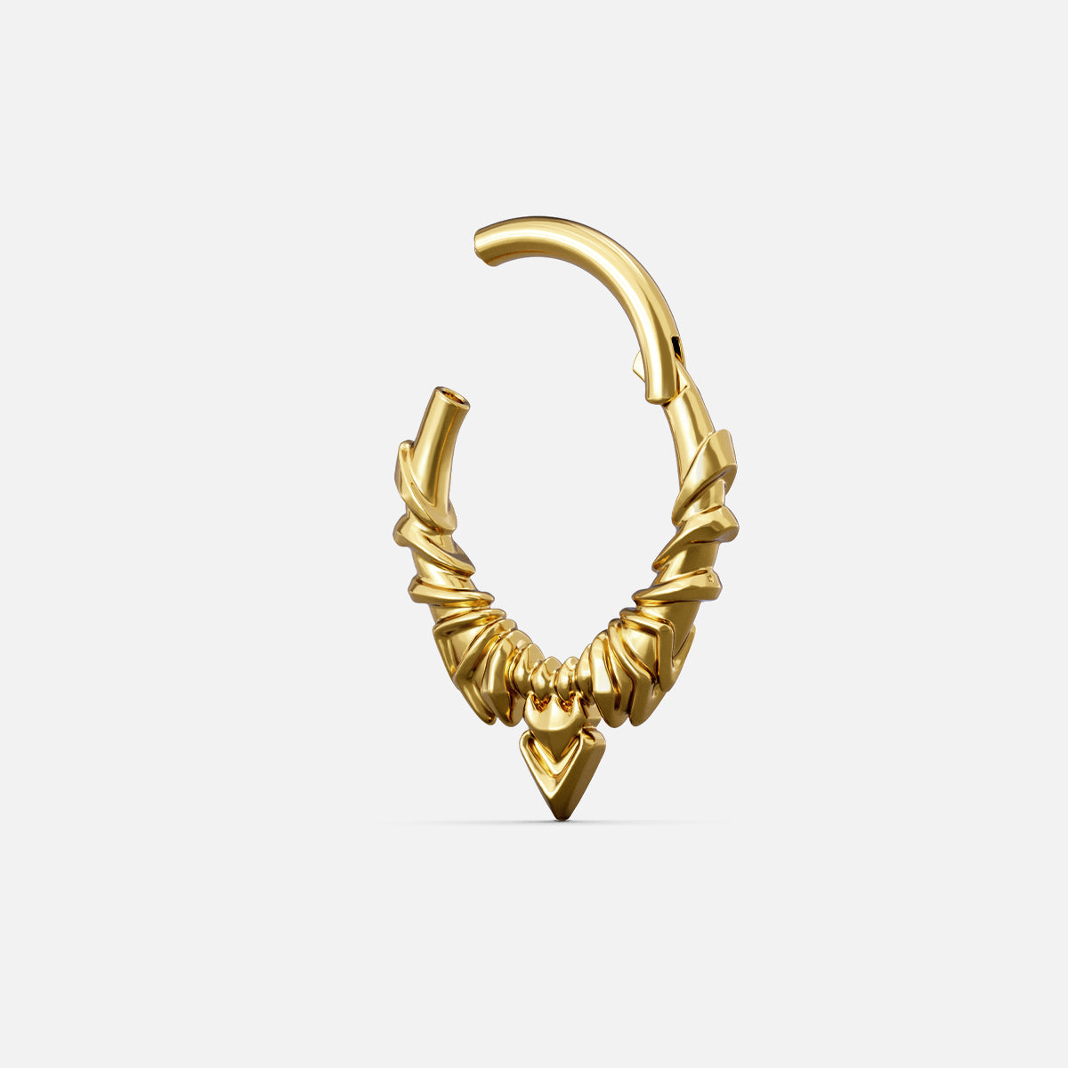 Gold-tone Bat Wing Clicker shown open with a hinged closure and layered gothic wing accents.