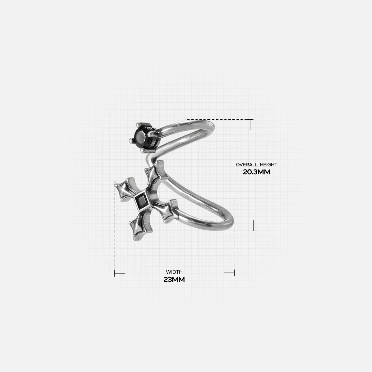 Bound Vestige Ear Cuffs in silver shown from side and back angles on white, highlighting the sculpted cuff construction.
