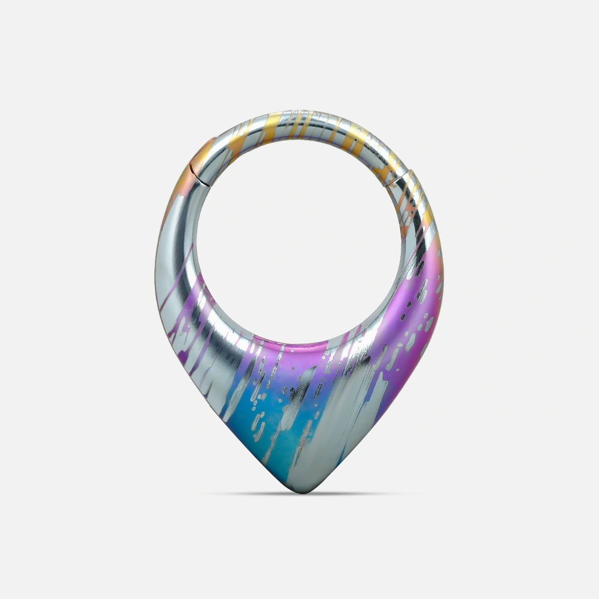 Multicolor Chroma Wave titanium clicker with aqua and purple pattern