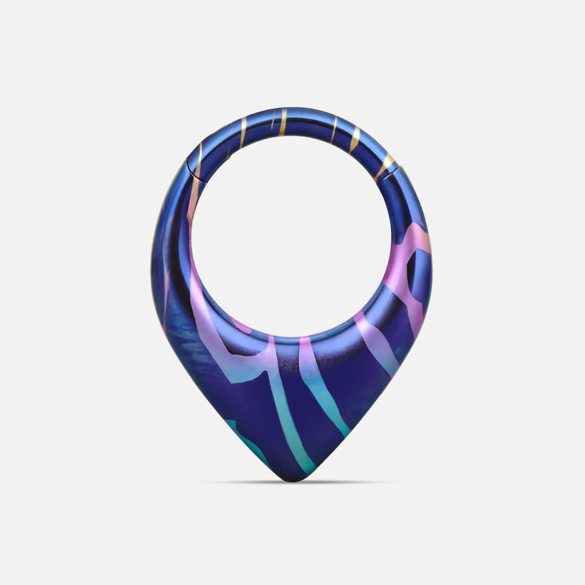 Multicolor Chroma Wave titanium clicker with blue and purple pattern