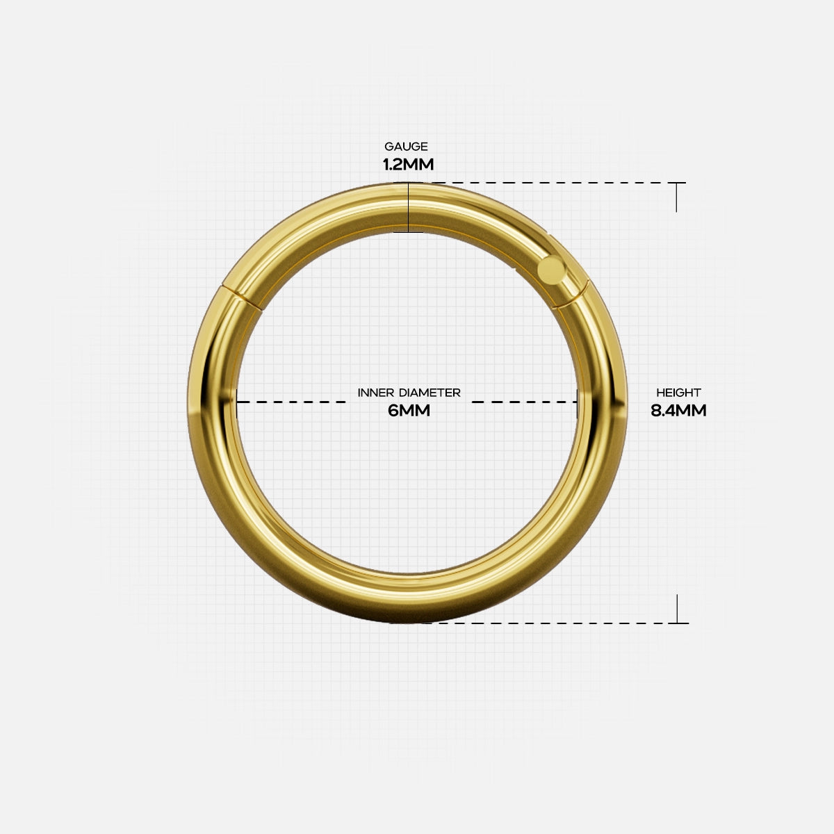 Gold Chromatic Loop ring with 12 gauge and 6 millimeter inner diameter measurements
