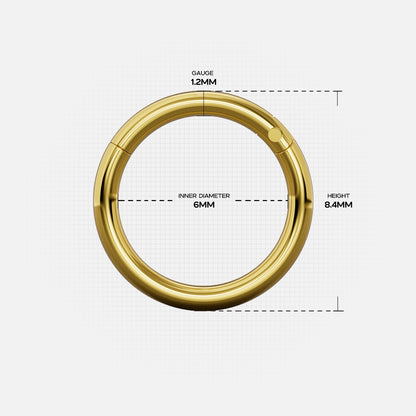 Gold Chromatic Loop ring with 12 gauge and 6 millimeter inner diameter measurements