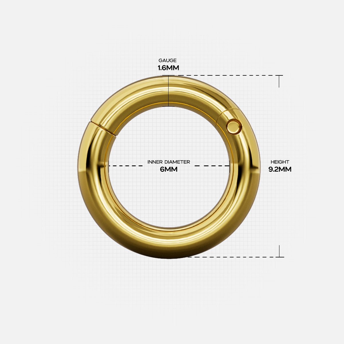 Gold Chromatic Loop ring with 16 gauge and 6 millimeter inner diameter measurements