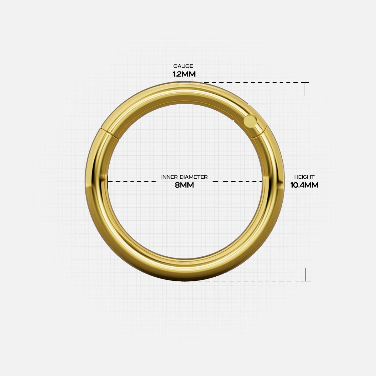 Gold Chromatic Loop ring with 12 gauge and 8 millimeter inner diameter measurements