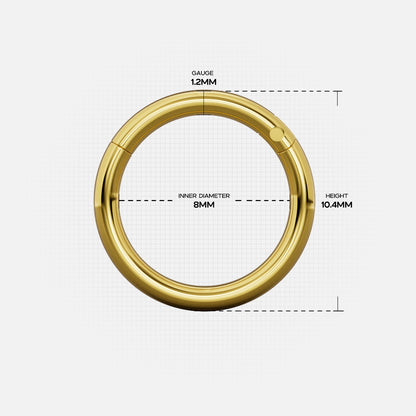 Gold Chromatic Loop ring with 12 gauge and 8 millimeter inner diameter measurements