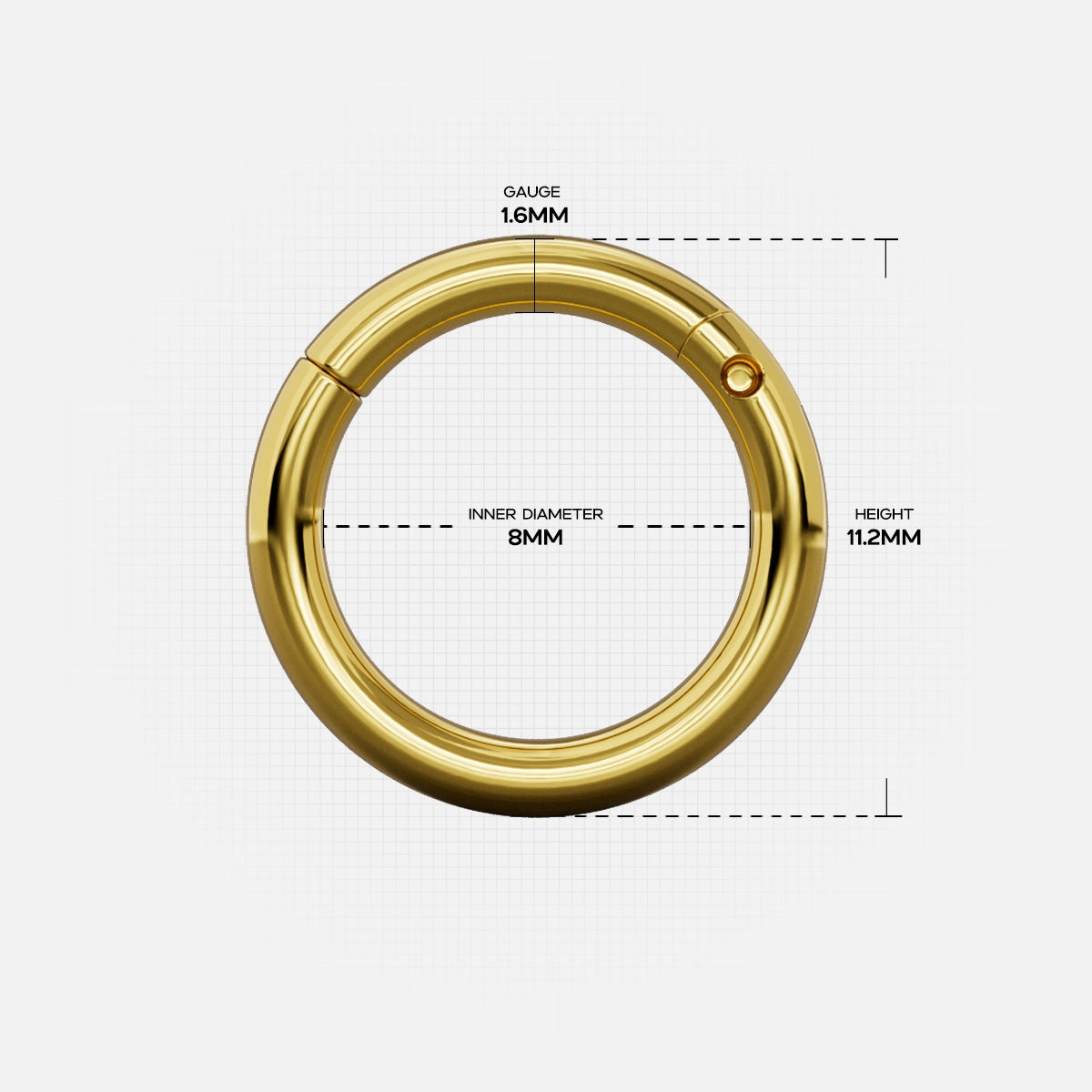 Gold Chromatic Loop ring with 16 gauge and 8 millimeter inner diameter measurements