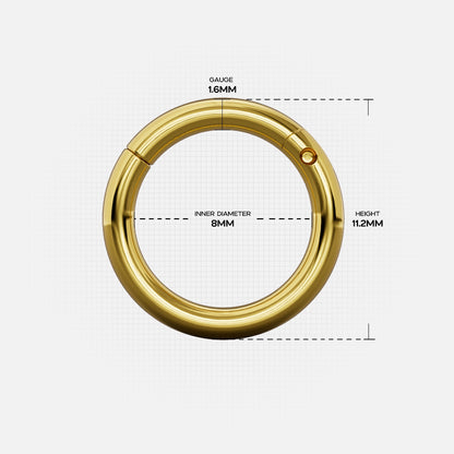 Gold Chromatic Loop ring with 16 gauge and 8 millimeter inner diameter measurements