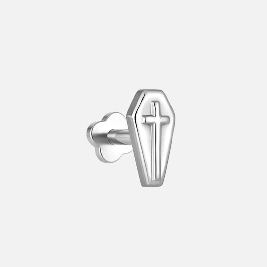 COFFIN CROSS FLATBACK STUD