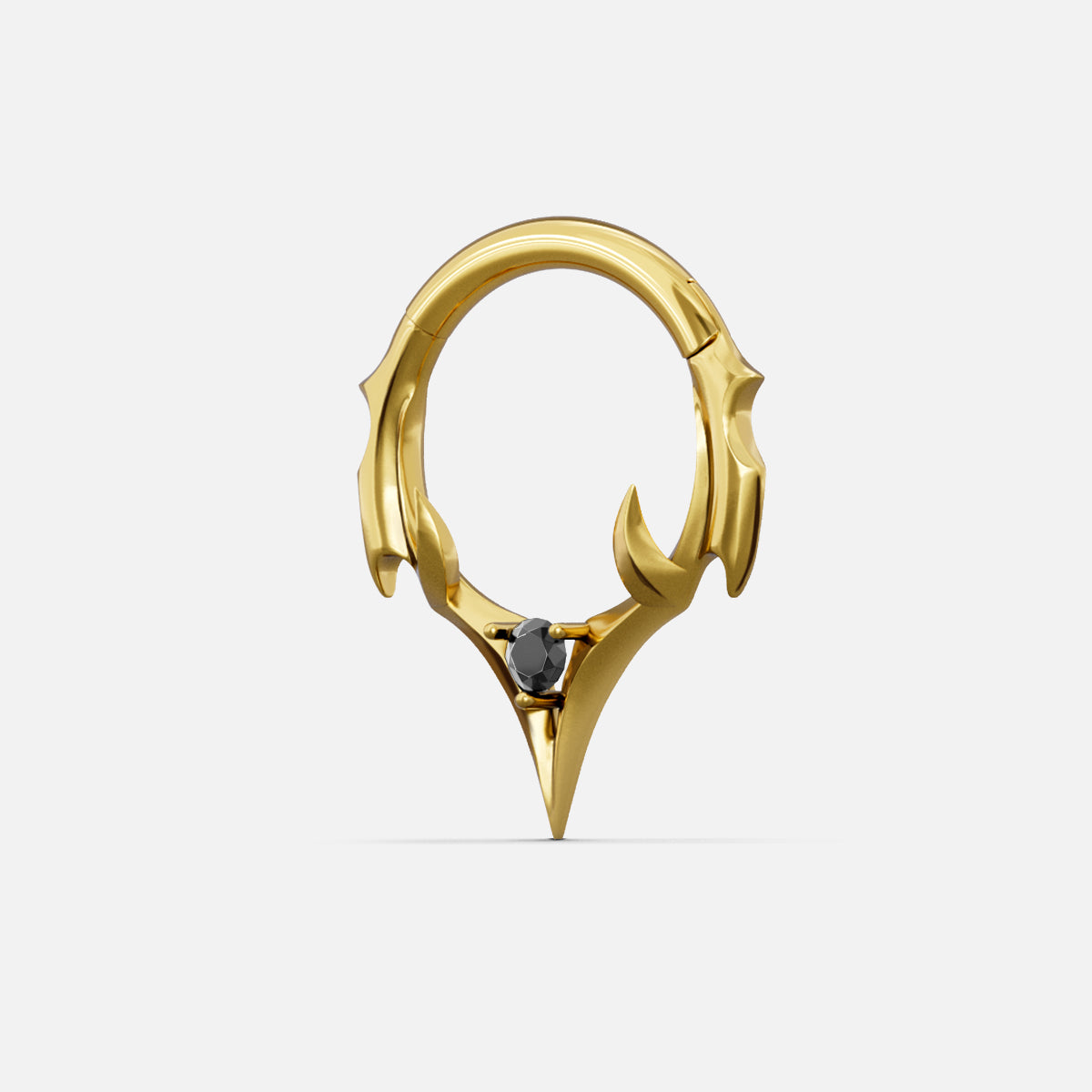 Gold Crest Point clicker ring with angular crest and black center accent