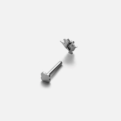 Silver with black cubic zirconia crystal owl titanium flatback stud, product view 7 – PUNKYOUTH