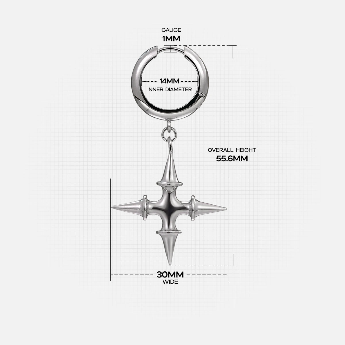 SPIKE CROSS EARRINGS