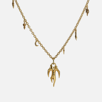 Gold Feral Husk Necklace with wild husk pendant and antique finish