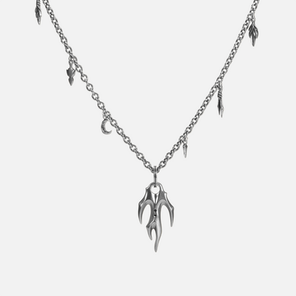 Feral Husk Necklace in silver plating with antiqued finish and claw-shaped pendant on curb chain
