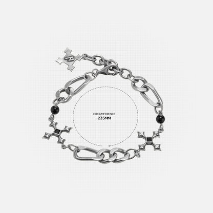 Fractured Creed Bracelet measurement diagram showing bracelet length and fractured link dimensions.