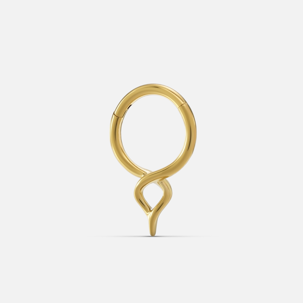 Gold Graceful Twist clicker with circular top and twisted pointed lower loop