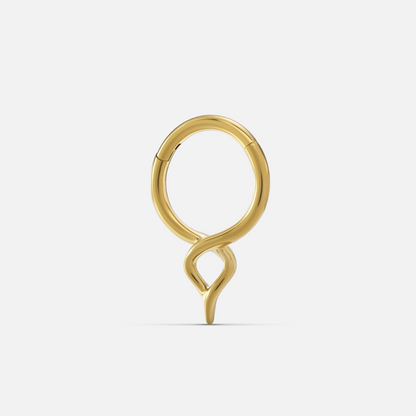 Gold Graceful Twist clicker with circular top and twisted pointed lower loop