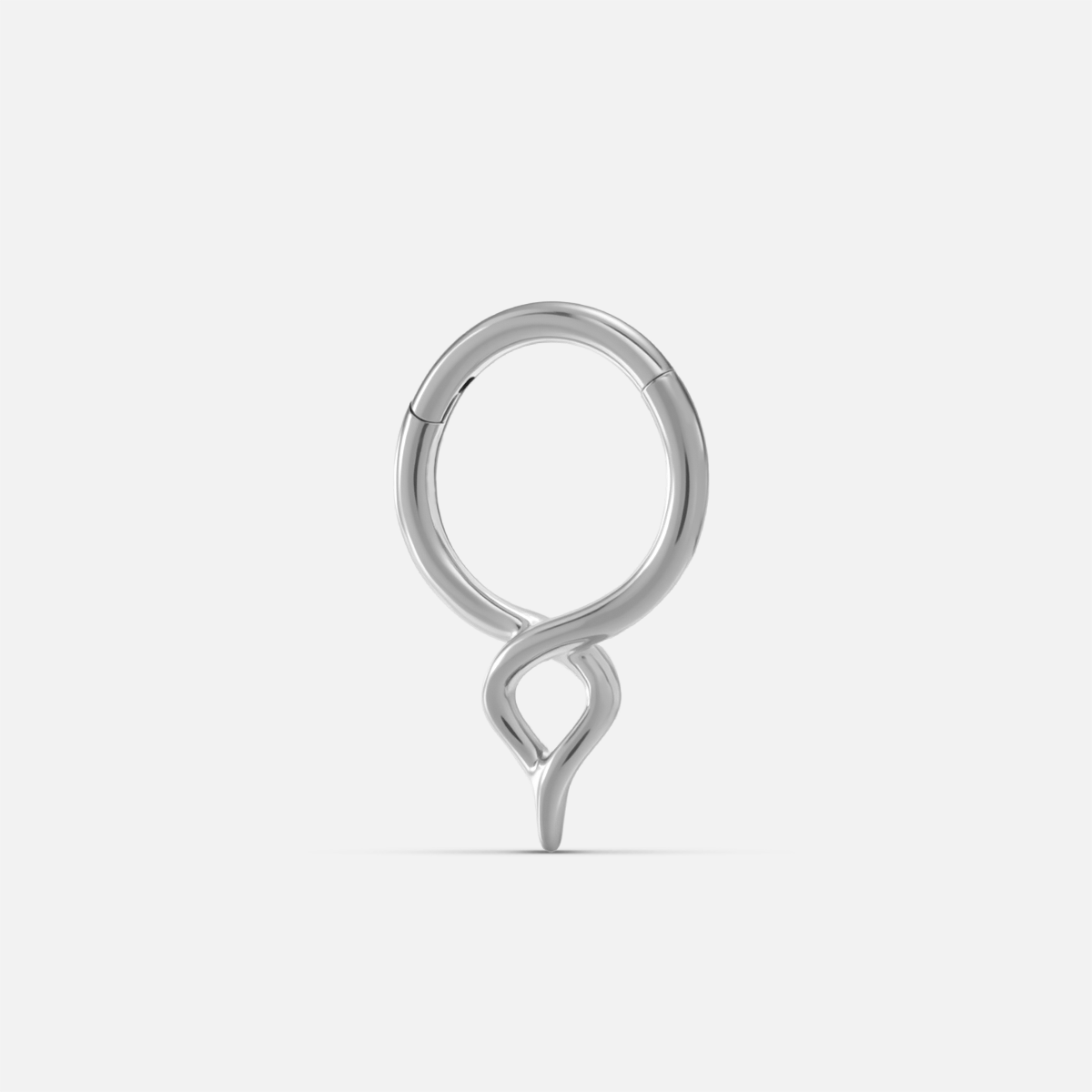 Silver Graceful Twist clicker with circular top and twisted pointed lower loop