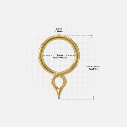 Gold Graceful Twist clicker with gauge and diameter measurement details