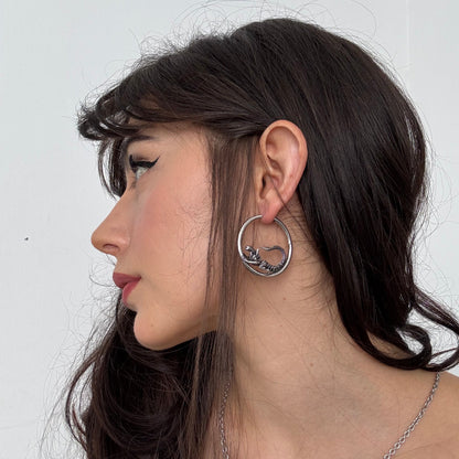BIOMECHANICAL ALIEN HOOP EARRINGS