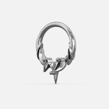 Silver Keystone Ridge clicker with black center and pointed crest