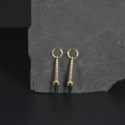 Pair of gold Lucent Prism earrings with black pointed drops