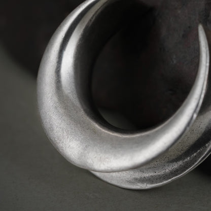 Close-up of silver Lunar Eclipse tunnel with smooth crescent opening