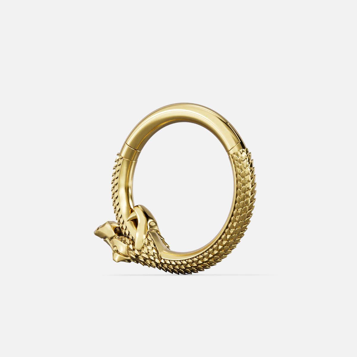 Gold Ouroboros Coil clicker with textured dragon biting its tail
