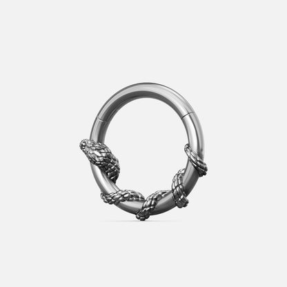 Silver Ouroboros Serpent clicker with textured snake biting its tail